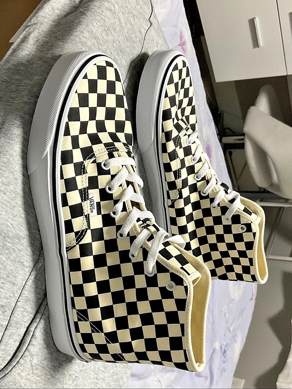 Vans Sk8-Hi Checkerboard Sneakers in Black & White